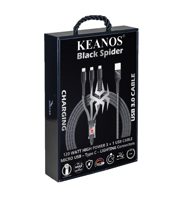 ΚΑΛΩΔΙΟ ΦΟΡΤΙΣΗΣ KEANOS BLACK SPIDER 120WATT 3+1