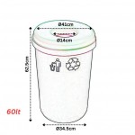 316-02 ΚΑΔΟΣ ΠΛΑΣΤΙΚΟΣ BASIC OPEN TOP FULL COLOR ΜΑΥΡΟΣ ΜΕ ΜΑΥΡΟ ΚΑΠΑΚΙ Ø42xh62,5cm 60LT VIOMES