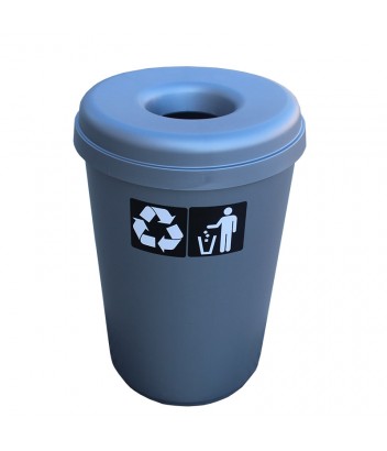 316-58 ΚΑΔΟΣ ΠΛΑΣΤΙΚΟΣ BASIC OPEN TOP FULL COLOR ΓΚΡΙ Ø42xh62,5cm 60LT VIOMES