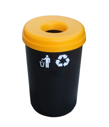 316-0220 ΚΑΔΟΣ ΠΛΑΣΤΙΚΟΣ BASIC OPEN TOP FULL COLOR ΜΑΥΡΟΣ ΜΕ ΚΙΤΡΙΝΟ ΚΑΠΑΚΙ Ø42xh62,5cm 60LT VIOMES