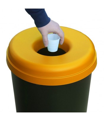 316-0220 ΚΑΔΟΣ ΠΛΑΣΤΙΚΟΣ BASIC OPEN TOP FULL COLOR ΜΑΥΡΟΣ ΜΕ ΚΙΤΡΙΝΟ ΚΑΠΑΚΙ Ø42xh62,5cm 60LT VIOMES