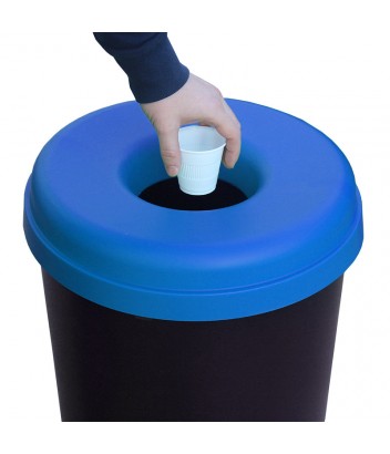 316-0235 ΚΑΔΟΣ ΠΛΑΣΤΙΚΟΣ BASIC OPEN TOP FULL COLOR ΜΑΥΡΟΣ ΜΕ ΜΠΛΕ ΚΑΠΑΚΙ Ø42xh62,5cm 60LT VIOMES