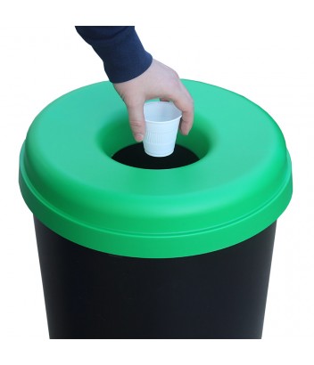 316-0236 ΚΑΔΟΣ ΠΛΑΣΤΙΚΟΣ BASIC OPEN TOP FULL COLOR ΜΑΥΡΟΣ ΜΕ ΠΡΑΣΙΝΟ ΚΑΠΑΚΙ Ø42xh62,5cm 60LT VIOMES