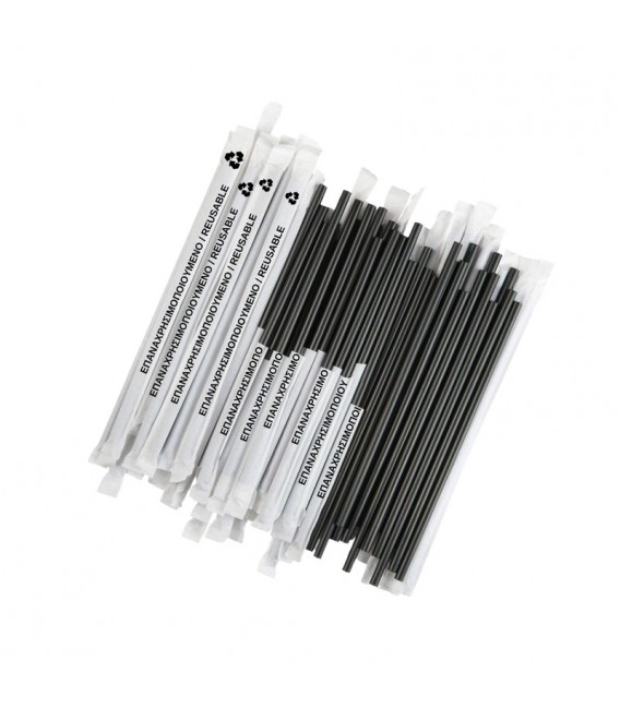 ΚΑΛΑΜΑΚΙΑ ΕΠΑΝΑΧΡΗΣΙΜΟΠΟΙΟΥΜΕΝΑ FRAPE ΙΣΙΟ ΜΑΥΡΟ 5mm 23cm ΕΝΑ ΕΝΑ 1000ΤΜΧ TEFACO