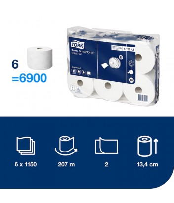 472242 ΧΑΡΤΙ ΥΓΕΙΑΣ SMART ONE CENTERFEED 6Ρx207m 1150φ TORK