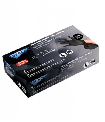XL 609099 ΓΑΝΤΙΑ ΝΙΤΡΙΛΙΟΥ EXTRA STRONG ΜΑΥΡΑ POWDER FREE 100 ΤΜΧ TEFACO