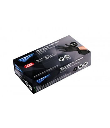 M 609075 ΓΑΝΤΙΑ ΝΙΤΡΙΛΙΟΥ EXTRA STRONG ΜΑΥΡΑ POWDER FREE 100 ΤΜΧ TEFACO