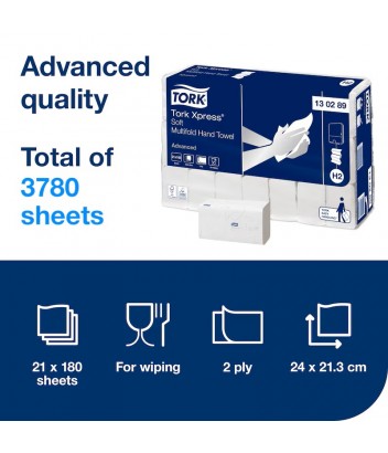 130289 ΧΕΙΡΟΠΕΤΣΕΤΑ ΖΙΚ-ΖΑΚ XPRESS SOFT ADVANCED WHITE  H2 21x180 2P TORK