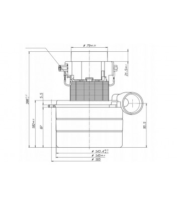 6110930215 ΜΟΤΕΡ ΥΓΡΩΝ ΣΚΟΝΗΣ ΤΡΙΩΝ ΣΤΑΔΙΩΝ ΜΕ ΧΩΝΙ Ø48mm Ø144mm - L208mm 220V 1200W AMETEK