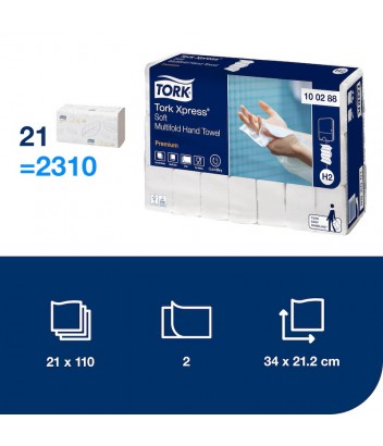 100288 ΧΕΙΡΟΠΕΤΣΕΤΑ W-FOLD XPRESS SOFT PREMIUM WHITE H2 21x110 2P TORK