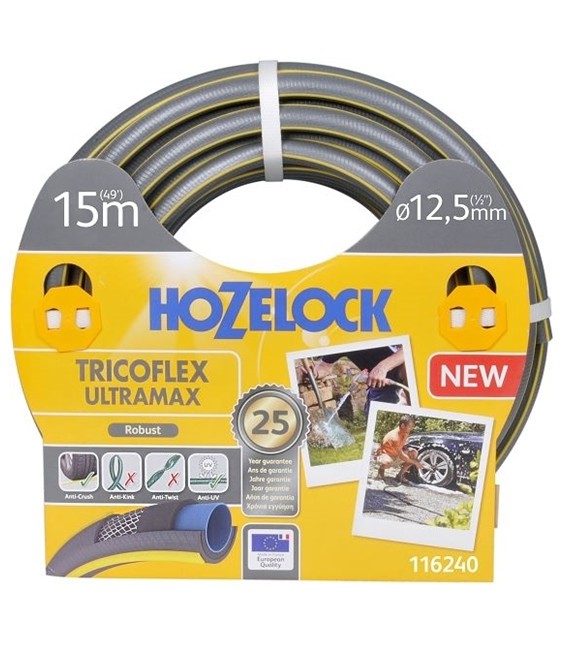 116240 TRICOFLEX ULTRAMAX 1/2'' 15m ΛΑΣΤΙΧΟ ΓΚΡΙ HOZELOCK