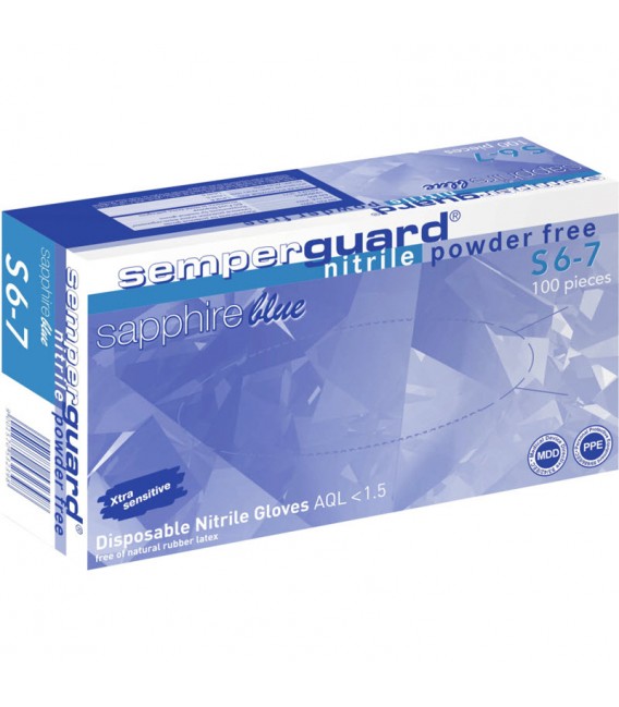 ΓΑΝΤΙΑ ΝΙΤΡΙΛΙΟΥ ΜΙΑΣ ΧΡΗΣΗΣ POWDER FREE 100 ΤΜΧ SAPPHIRE BLUE SEMPERGUARD