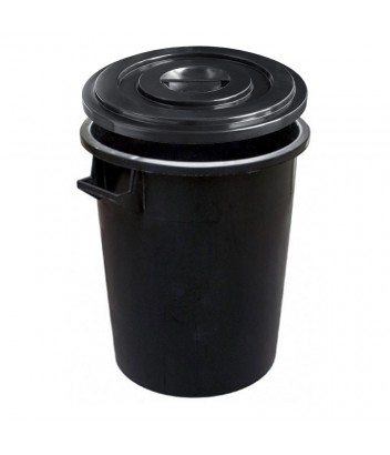 ΚΑΔΟΣ ΠΛΑΣΤΙΚΟΣ ΜΕ ΧΕΡΟΥΛΙ & ΚΑΠΑΚΙ ΜΑΥΡΟΣ Ø48cmΥ57cm 75LT MOBIL PLASTIC