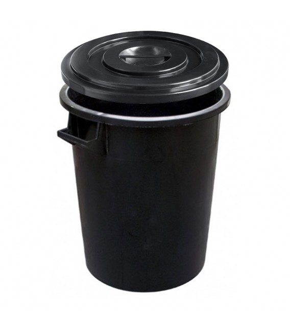 ΚΑΔΟΣ ΠΛΑΣΤΙΚΟΣ ΜΕ ΧΕΡΟΥΛΙ & ΚΑΠΑΚΙ ΜΑΥΡΟΣ Φ52cmΥ67cm 100LT MOBIL PLASTIC