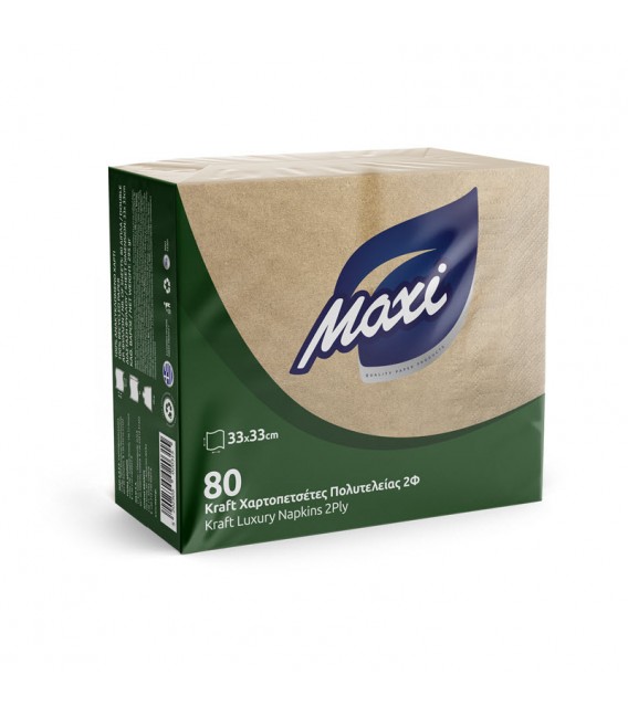 ΧΑΡΤΟΠΕΤΣΕΤΑ ΠΟΛΥΤΕΛΕΙΑΣ 2Φ KRAFT 33x33 80Τ MAXI