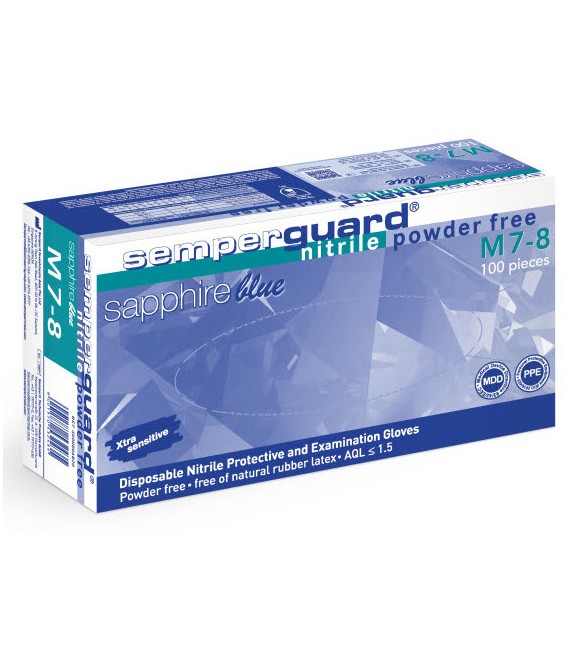 ΓΑΝΤΙΑ ΝΙΤΡΙΛΙΟΥ ΜΙΑΣ ΧΡΗΣΗΣ POWDER FREE 100 ΤΜΧ SAPPHIRE BLUE SEMPERGUARD