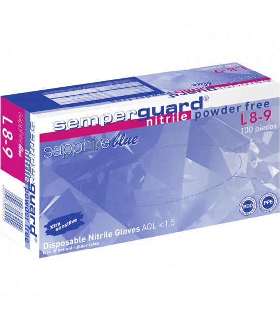 ΓΑΝΤΙΑ ΝΙΤΡΙΛΙΟΥ ΜΙΑΣ ΧΡΗΣΗΣ POWDER FREE 100 ΤΜΧ SAPPHIRE BLUE SEMPERGUARD