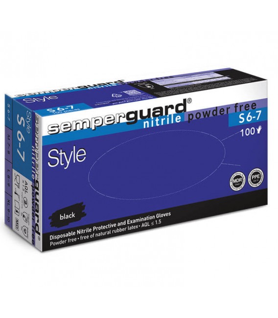 S GLVE-3062 ΓΑΝΤΙΑ ΝΙΤΡΙΛΙΟΥ STYLE ΜΑΥΡΑ POWDER FREE 100 ΤΜΧ SEMPERGUARD