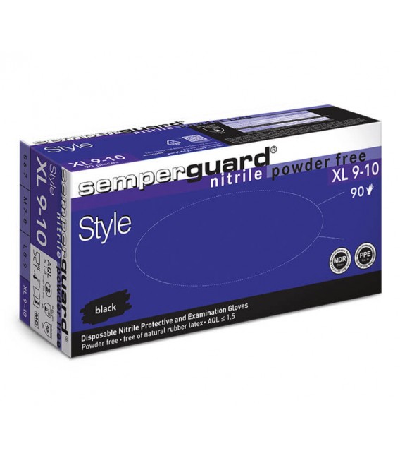 XL GLVE-3065 ΓΑΝΤΙΑ ΝΙΤΡΙΛΙΟΥ STYLE ΜΑΥΡΑ POWDER FREE 90 ΤΜΧ SEMPERGUARD