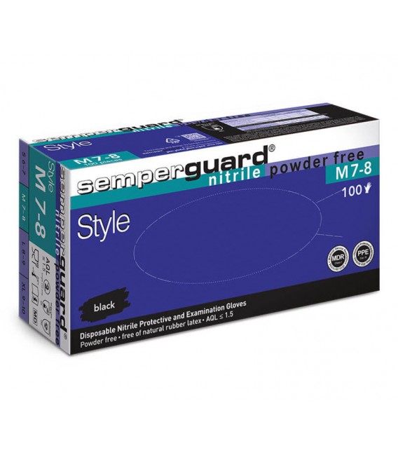 M GLVE-3063 ΓΑΝΤΙΑ ΝΙΤΡΙΛΙΟΥ STYLE ΜΑΥΡΑ POWDER FREE 100 ΤΜΧ SEMPERGUARD